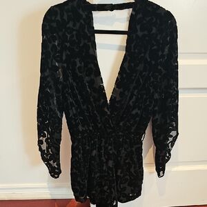 Black Velvet Floral Romper